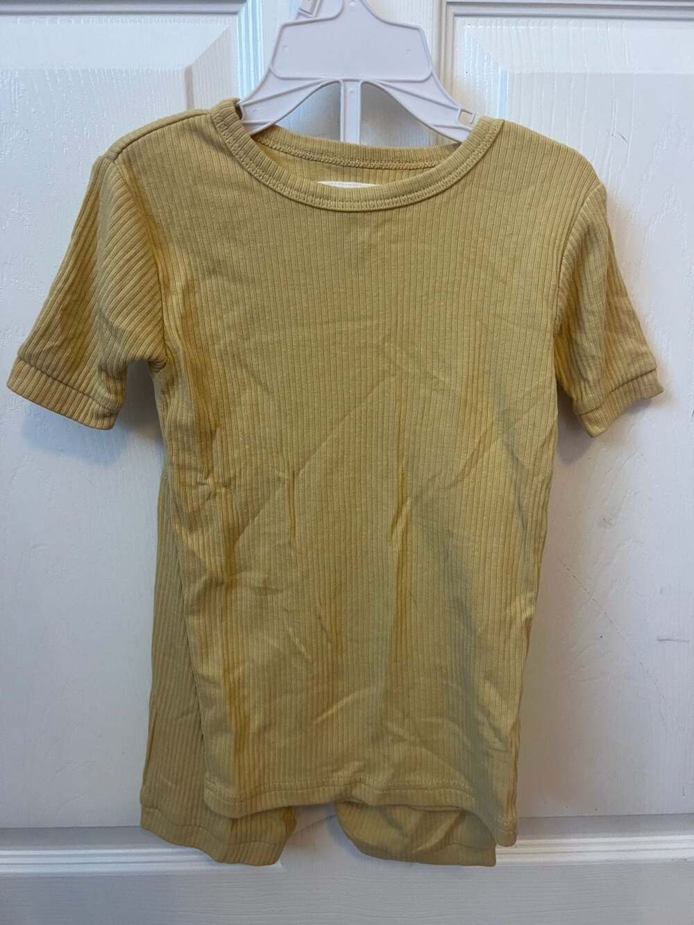 Petit Lem Mustard Yellow Ribbed Short Sleeve Shirt And Shorts Set Size 5